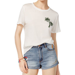Carbon Copy Embroidered Palm Tee Shirt White M